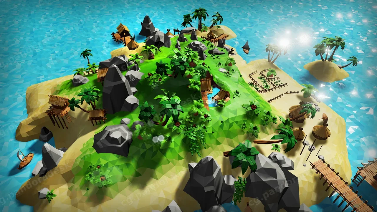 风格化热带岛屿-Lowpoly Tropical Island