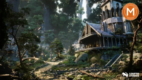 森林环境中的精灵/精灵城市 Elvish Elven City in Forest Environment Megapack