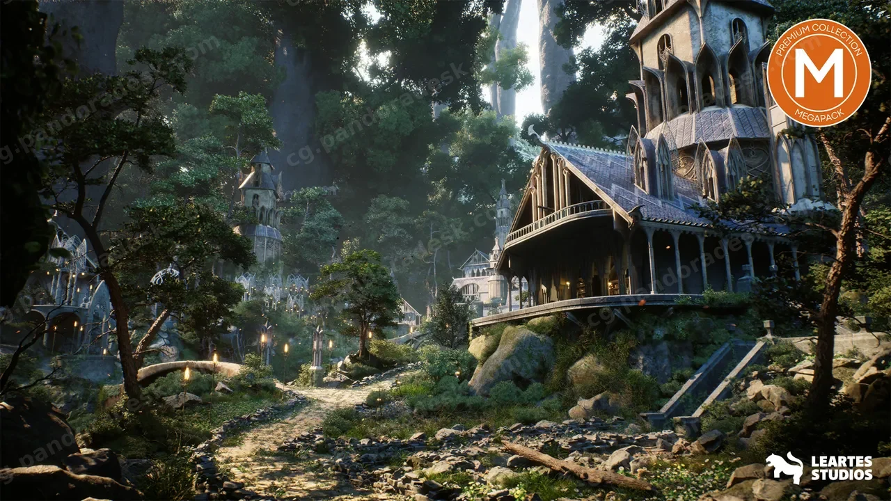 森林环境中的精灵/精灵城市 Elvish Elven City in Forest Environment Megapack
