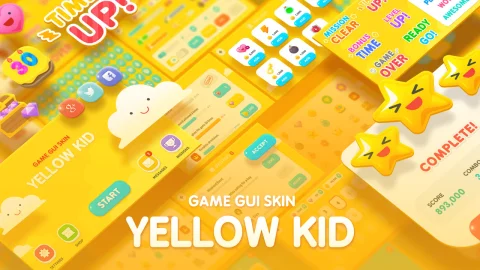 可爱卡通黄色UI界面图标元素-GUI - Yellow Kid