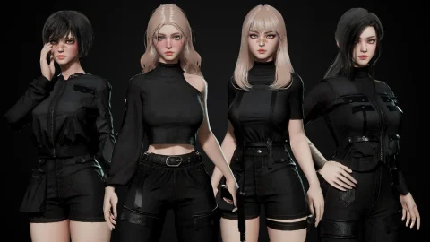 赛博朋克特工科技女孩角色 Techwear Girls