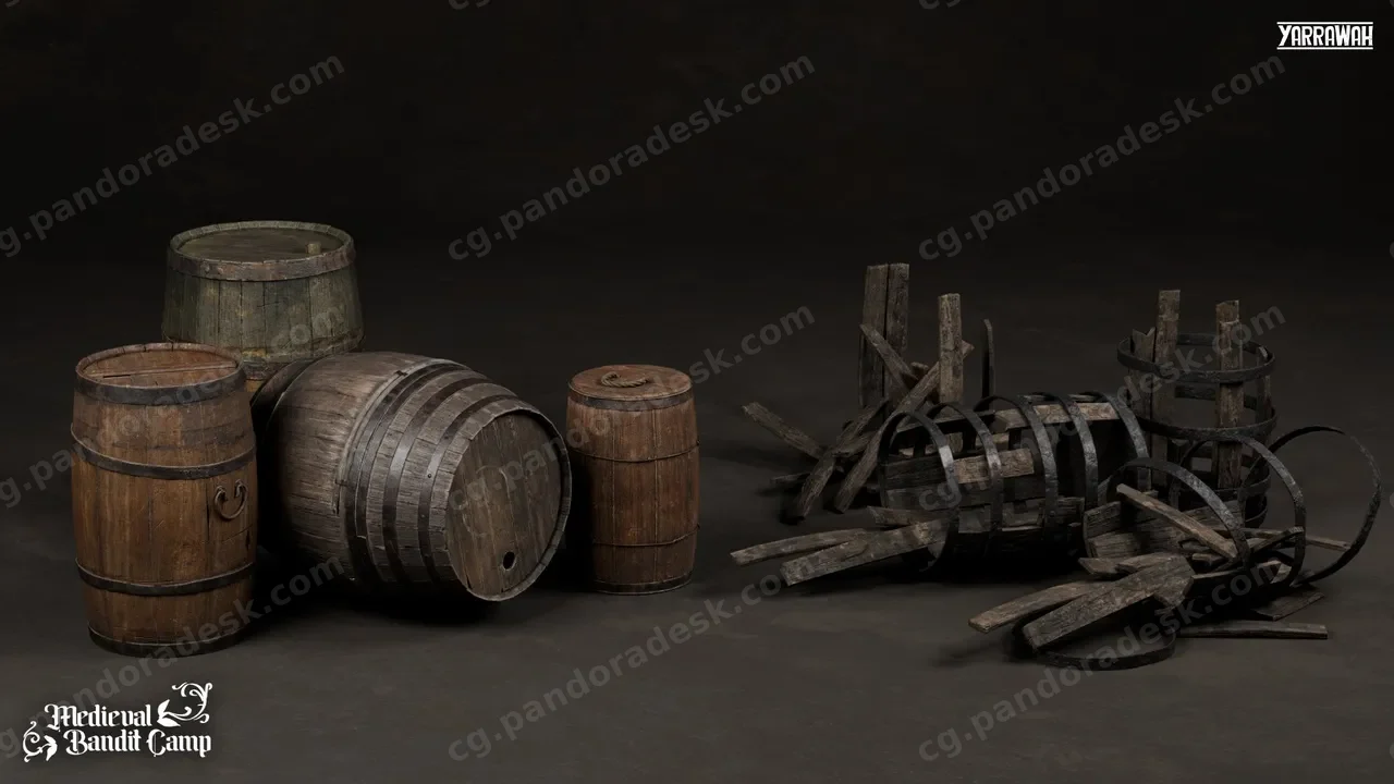 中世纪木桶模型 Medieval Props Vol. 1 Barrels