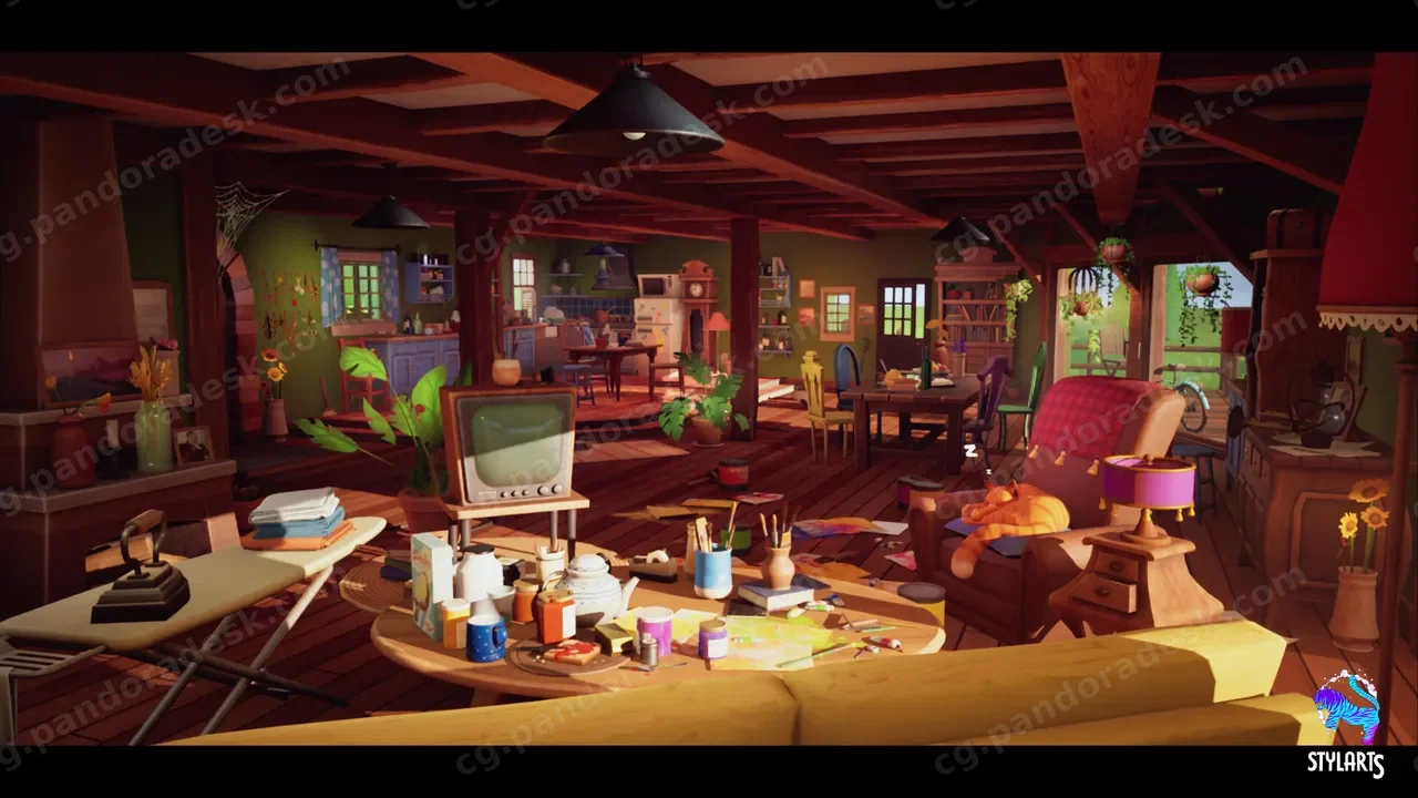 风格化的拳击俱乐部 - Stylized Countryside House Interior