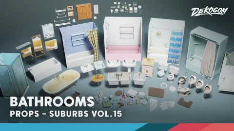 浴室道具 - Suburbs VOL.15 - Bathroom (Nanite and Low Poly)