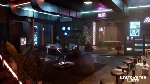 赛博朋克风格公寓室内环境 Cyberpunk Apartment Interior Environment