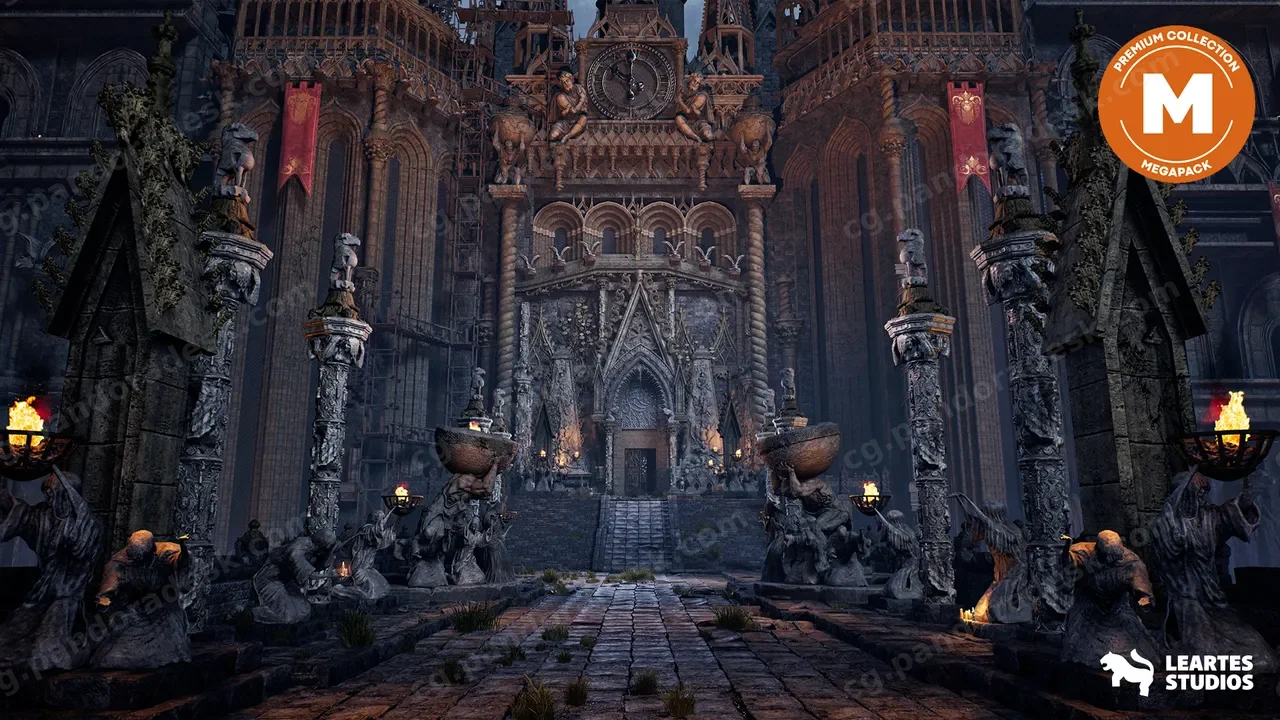 黑暗幻想城堡环境超级包(幻想城堡 魂系风格 幻想 3D) Dark Fantasy Castle Environment Megapack ( Fantasy Castle Soulslike Fantasy 3D )