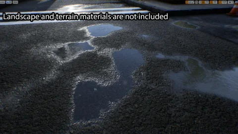 写实路面水渍水坑积水贴花水印材质 Puddles