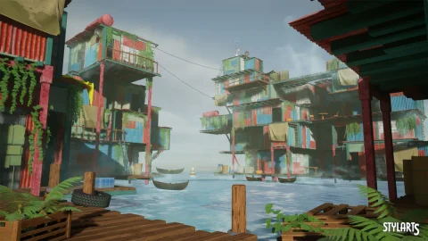 风格化漂浮贫民窟 - Stylized Floating Slums ( Stylized Floating Floating Abandoned City City 3D )