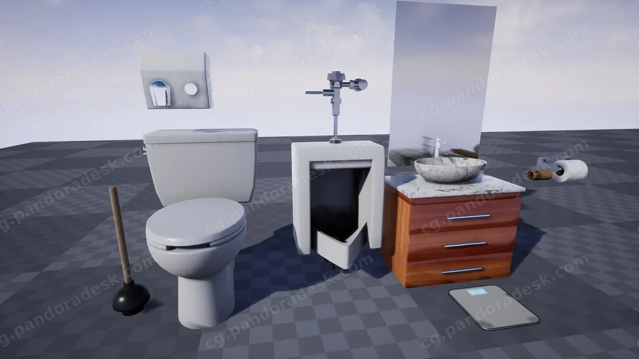 PBR马桶和浴室道具 - PBR Toilet & Bathroom Props Mega Pack