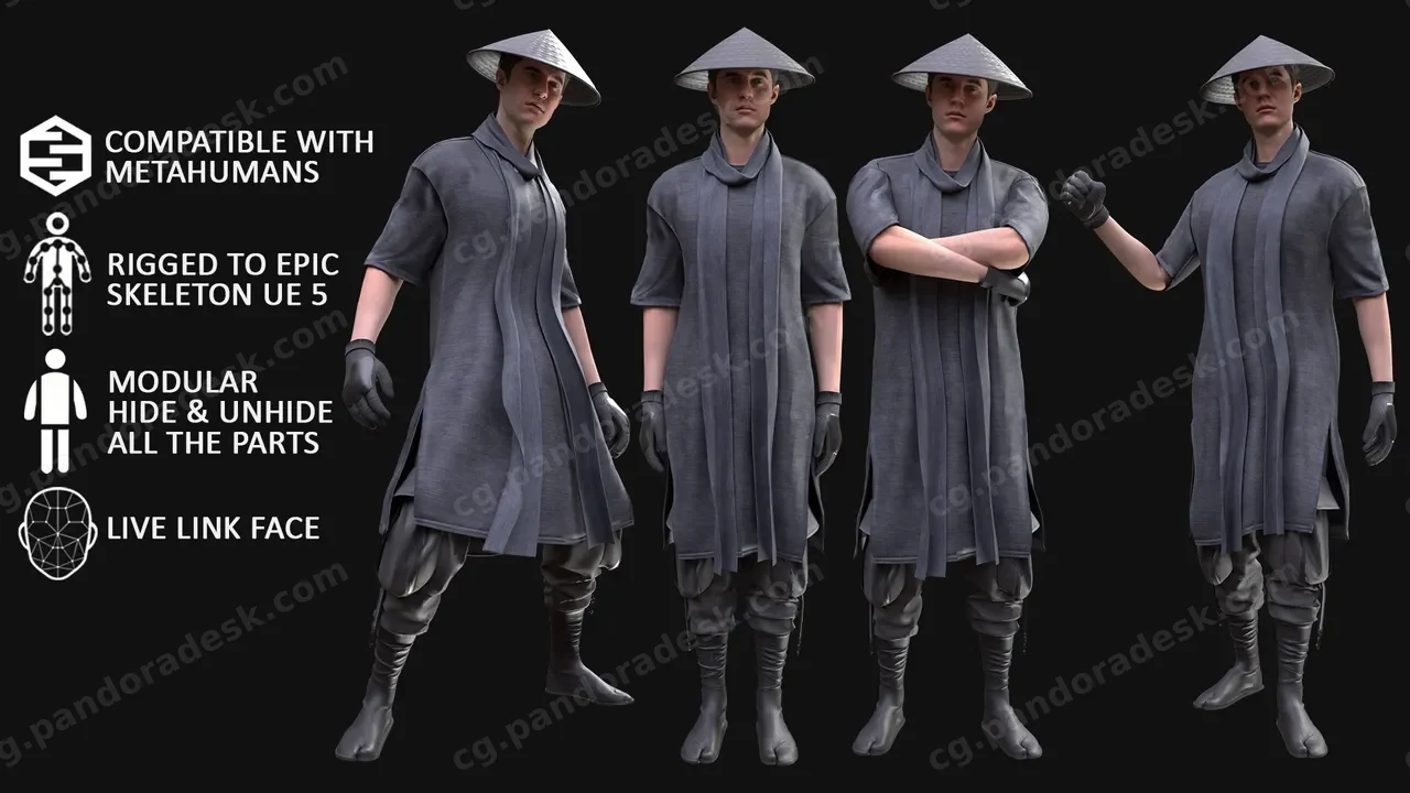 男性战士 - 模块化 - 绑定 Man Warrior - Modular - Rigged