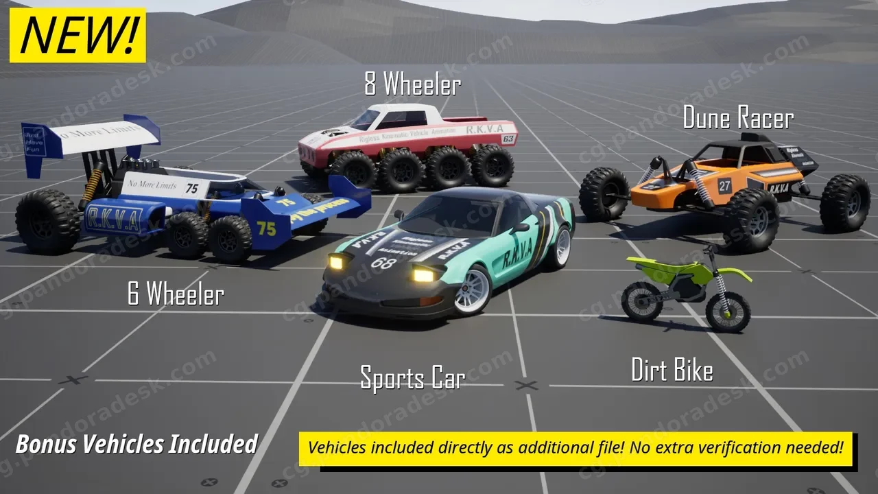 完整的程序化模块化车辆动画系统 RKVA Rigless Kinematic Vehicle Animation v1.0.5b