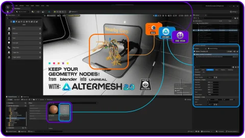 UE桥接Blender几何节点 - AlterMesh - Geometry Nodes in Unreal