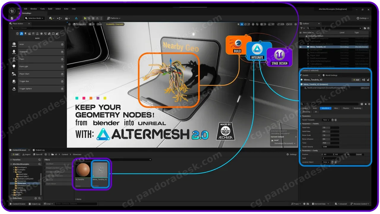 UE桥接Blender几何节点 - AlterMesh - Geometry Nodes in Unreal