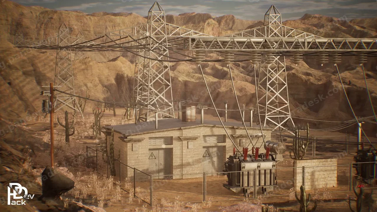 沙漠变电站场景 Electrical Substation 34 Assets