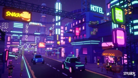 风格化赛博朋克城市 - Stylized Lowpoly Cyberpunk City