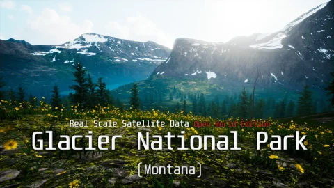冰川国家公园 - Landscape Glacier National Park - Real Scale Satellite Data