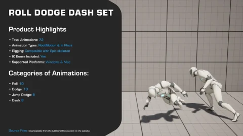 翻滚躲避闪避冲刺动画包 - Roll Dodge Dash Set