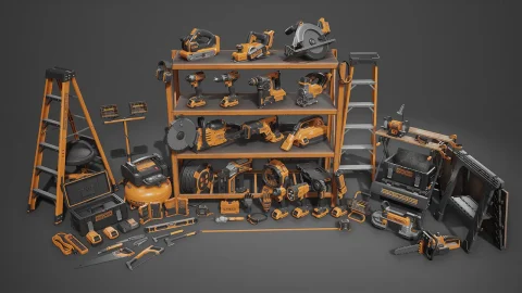 电动工具道具模型虚拟设计素材 - Power Tools Pack
