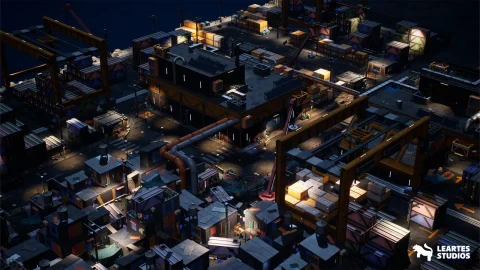 赛博朋克海岸港口城市场景 - Cyberpunk Port City Environment