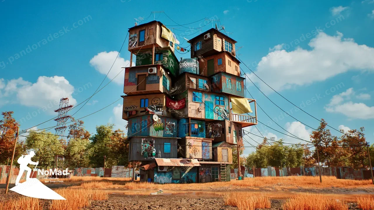 堆叠贫民窟房屋 – 多彩的城市生存环境 Stacked Slum House – Colorful Urban Survival Environment