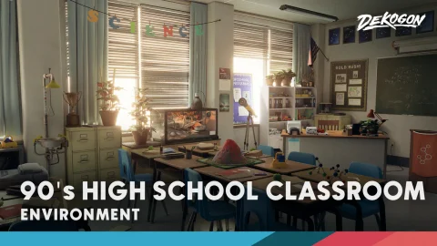 高中科学实验室教室-High school Science Lab Classroom - 90's themed (Day/Night Lighting)