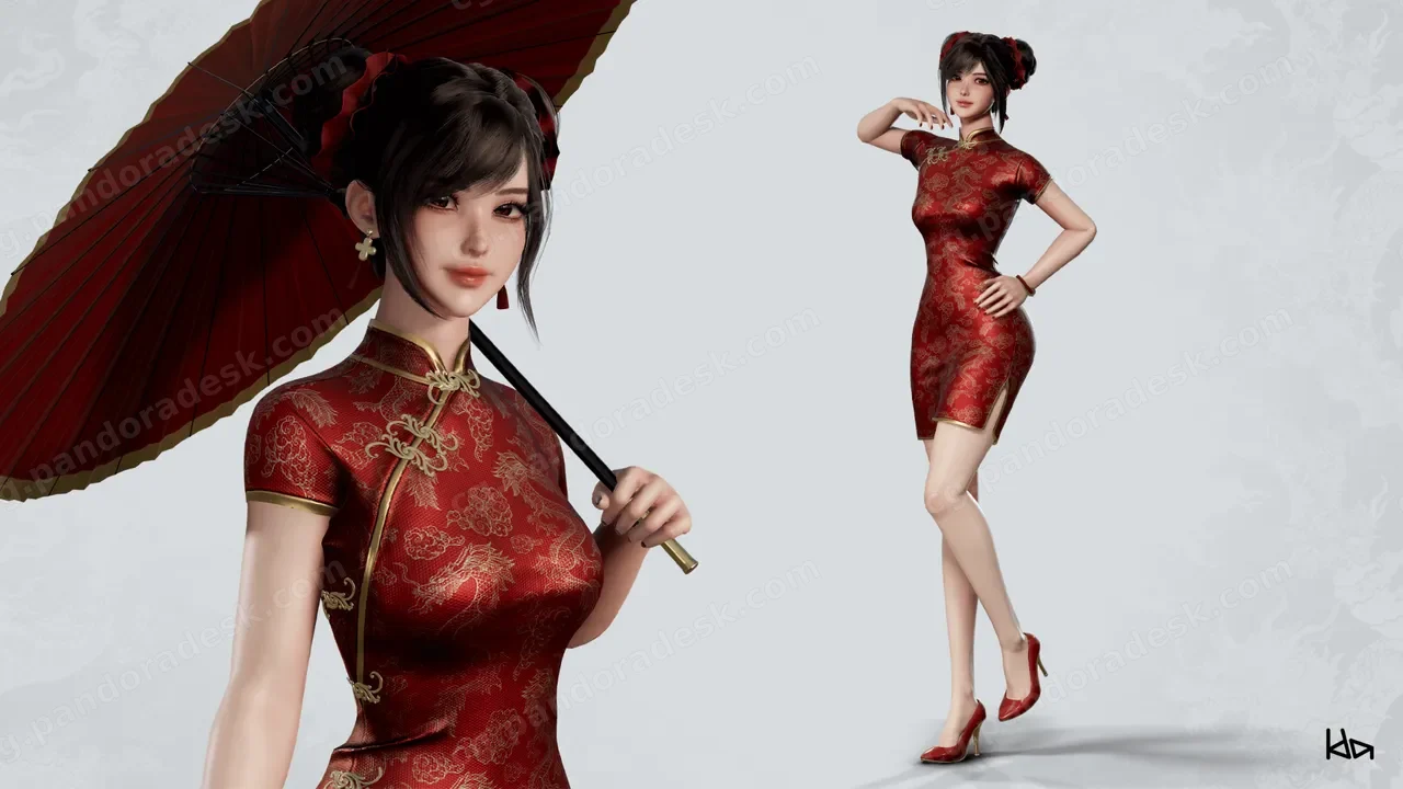 中国旗袍女孩 - Jua Lee - Girl in Cheongsam Qipao Dress