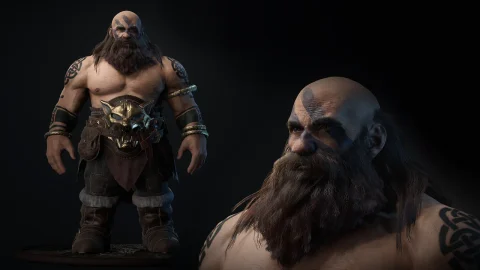 地下城矮人侏儒战士角色模型 Dwarf
