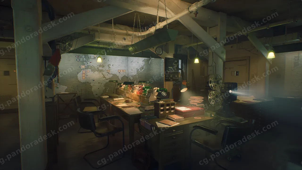 二战指挥室 - WW2 Command Room – Modular Military Interior Environment