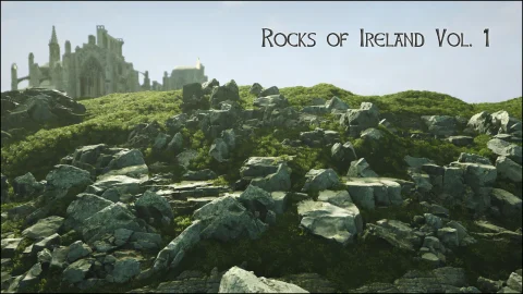 爱尔兰岩石 扫描草地景观材质 - Rocks of Ireland - 3D Scanned, + Grass, Landscape Mat
