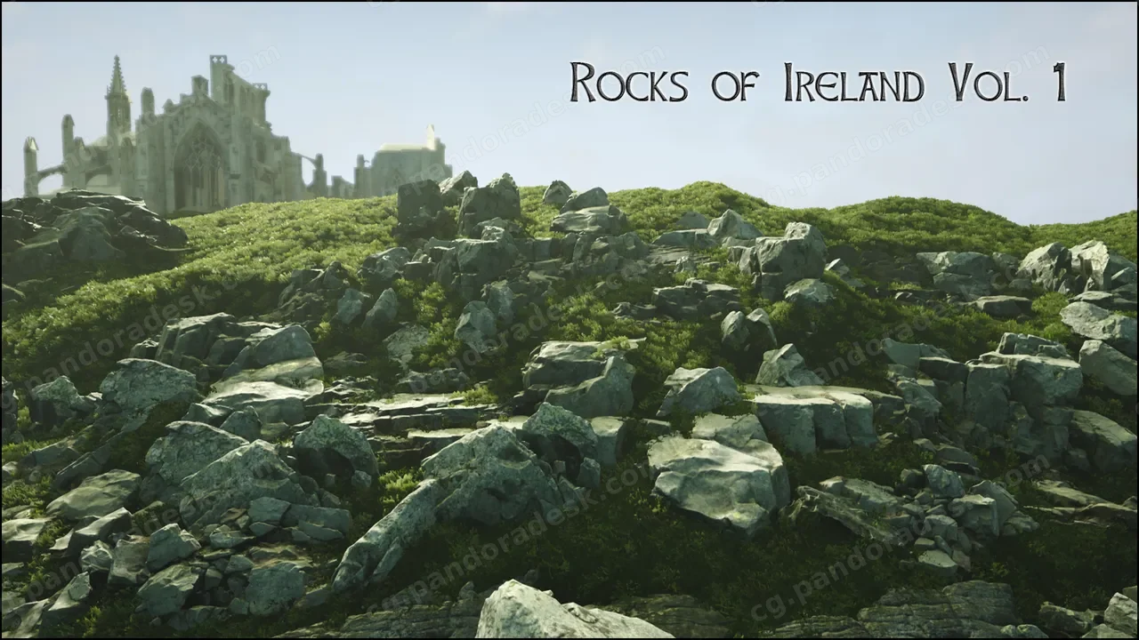 爱尔兰岩石 扫描草地景观材质 - Rocks of Ireland - 3D Scanned, + Grass, Landscape Mat