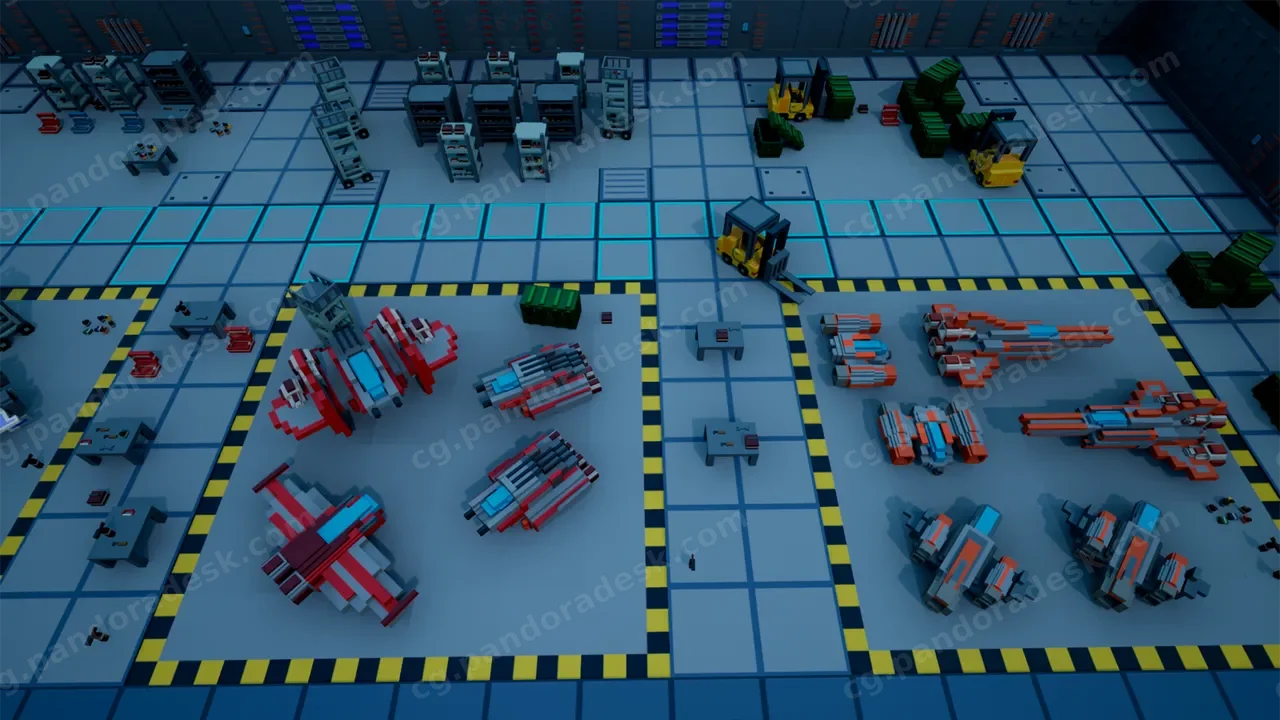 太空飞船、道具和模块化环境瓷砖 - Spaceships, props and modular environment tiles (sci-fi, low poly, voxel)