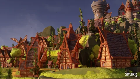 风格化海岛城堡场景 - Stylized Island Castle Environment ( Stylized Island Castle Land Isle Isle 3D )
