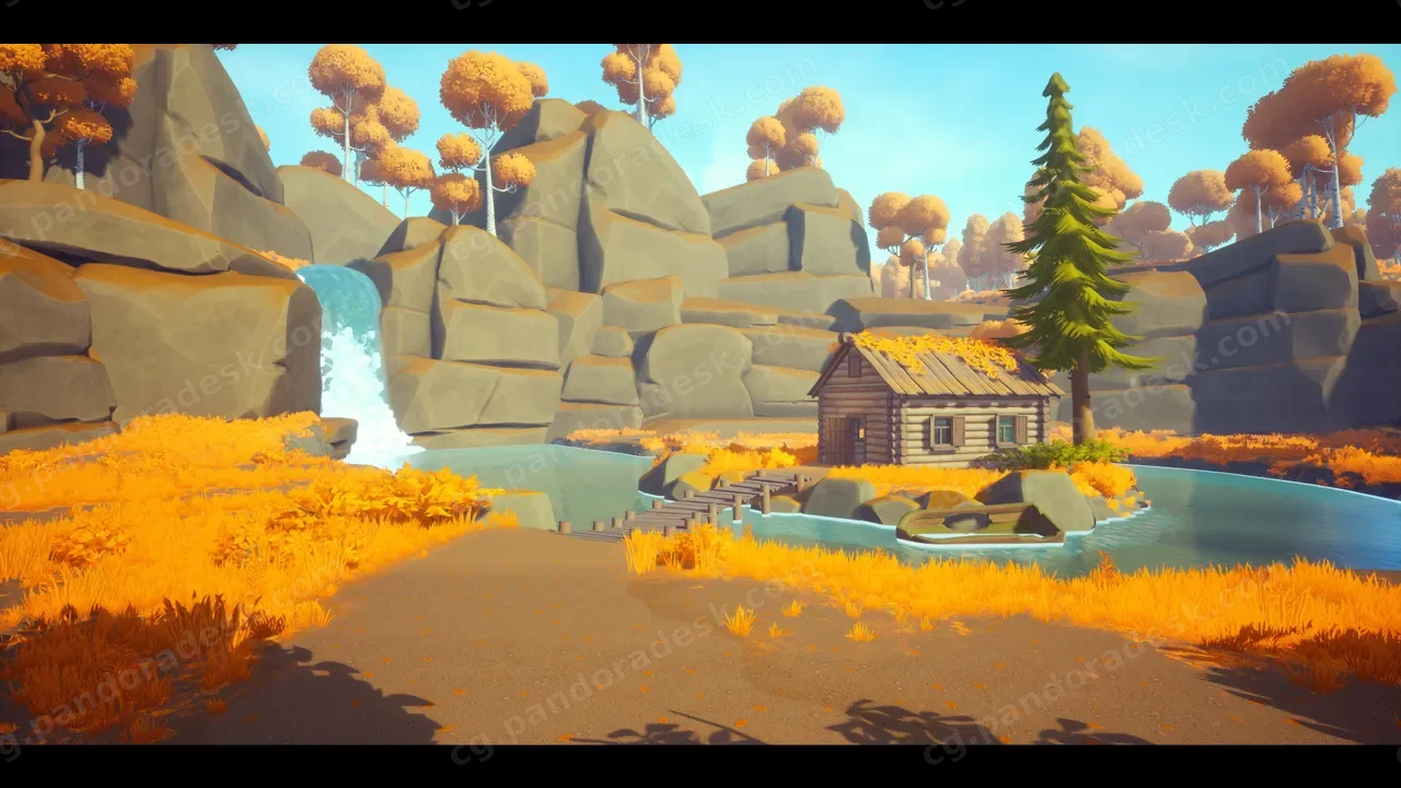 户外木屋-Stylized Autumn Forest