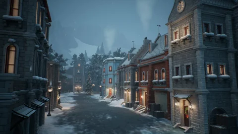 风格化的冬季城市环境 - Stylized winter city environment