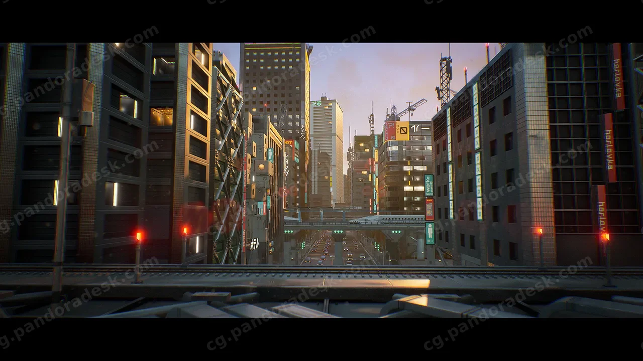 现代亚洲城市日本都市景观场景-Urban City Kitbash Set
