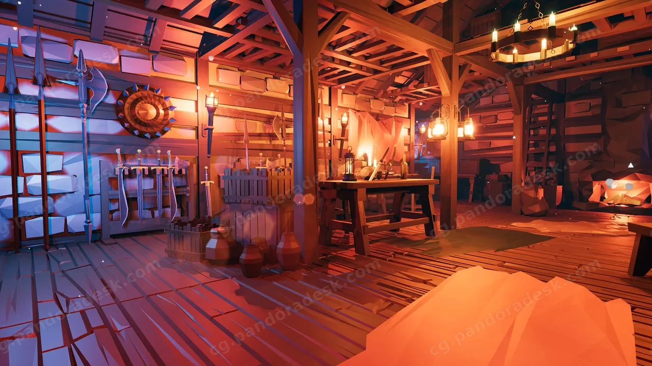 中世纪室内装饰和建筑 - Low Poly Medieval Interior and Constructions