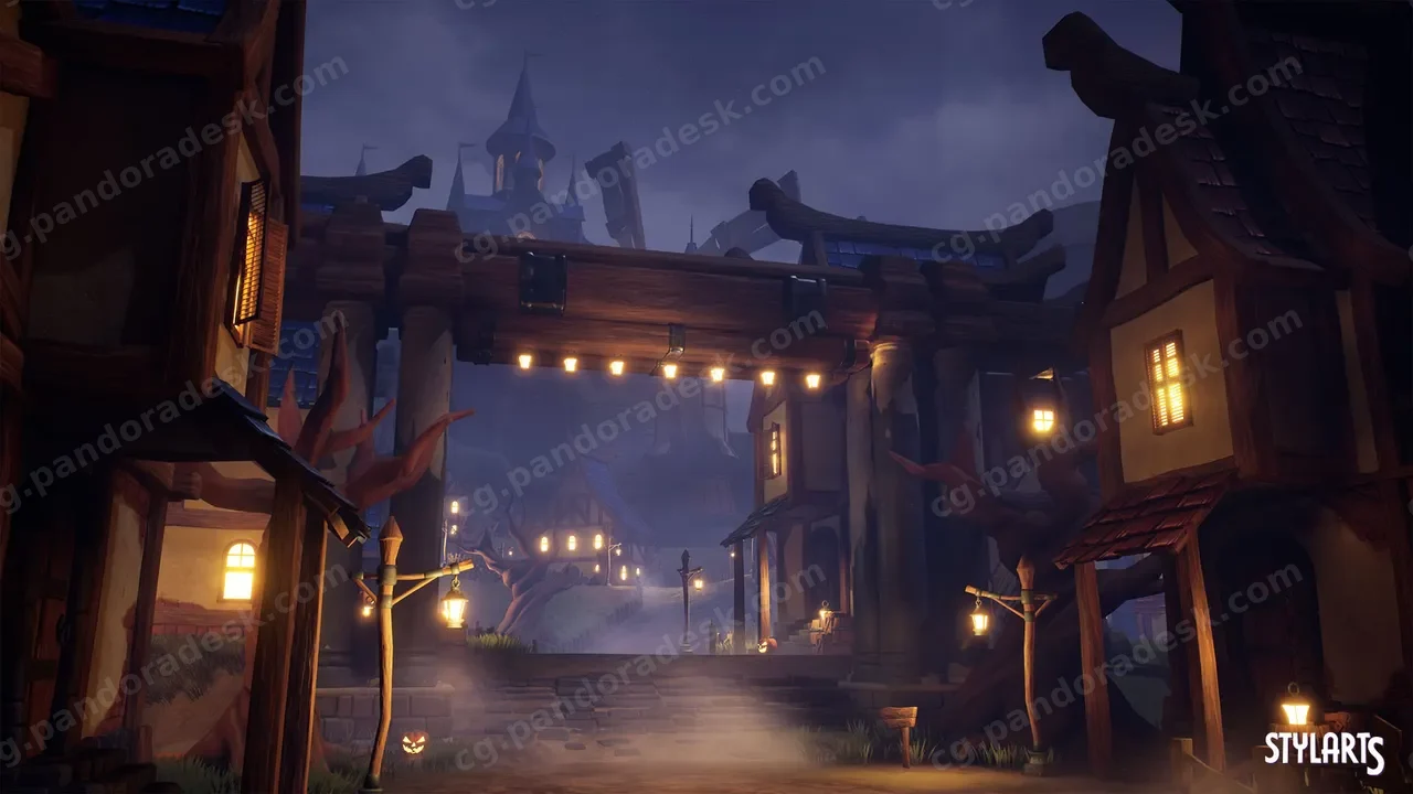 风格化魔法鬼村 - Stylized Magical Haunted Village ( Magic Haunted Haunted Village Stylized City )