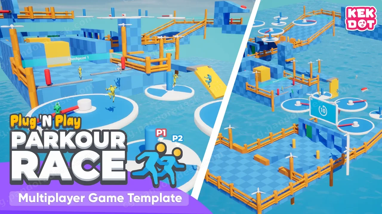 跑酷竞速 - 多人联机蓝图游戏模板 Parkour Race - Multiplayer Blueprint Game Template - Platformer - By Kekdot