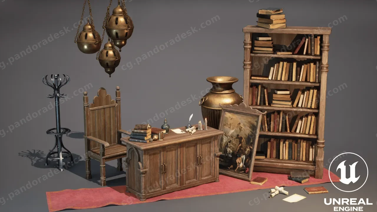 中世纪家具道具(哥特式道具、维多利亚时期道具、中世纪道具、家具)Medieval Furniture Props (Gothic Props, Victorian Props, Medieval, Furniture)