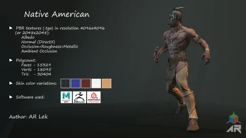 美洲土著居民印第安人角色模型-Native American