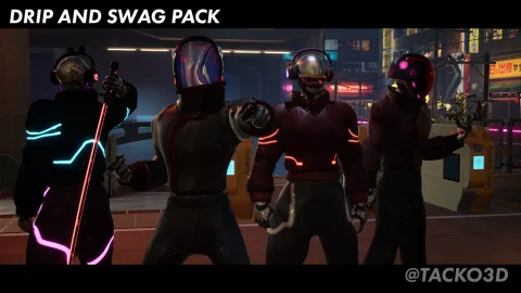 水滴与潮酷包赛博朋克系列 - 服装包 Drip and Swag Pack Cyberpunk Collection - Clothes Pack