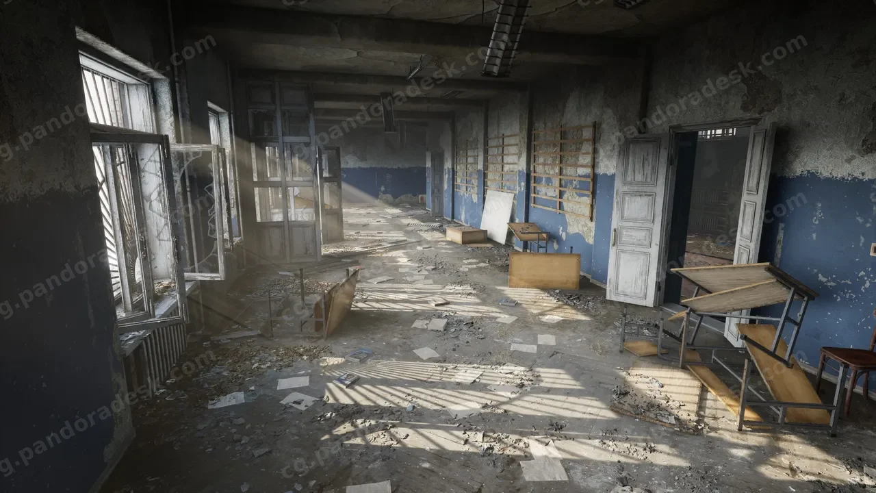 废弃学校教室宿舍场景模型 Abandoned school