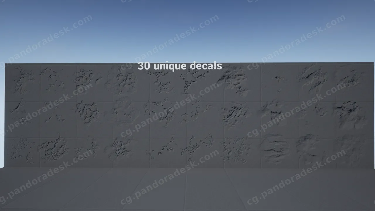 法线凹凸墙壁地面破损贴花材质-Normal Damage Decals