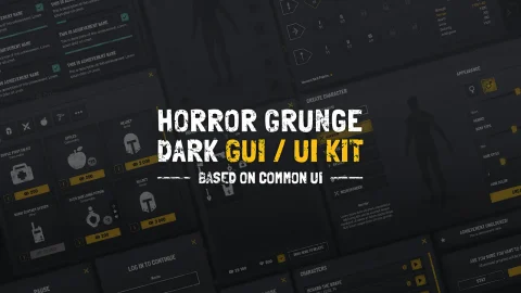 垃圾摇滚 / 军事 / 恐怖黑暗UI界面 - Grunge Military Horror Dark GUI UI KIT (CommonUI) + psdai source files