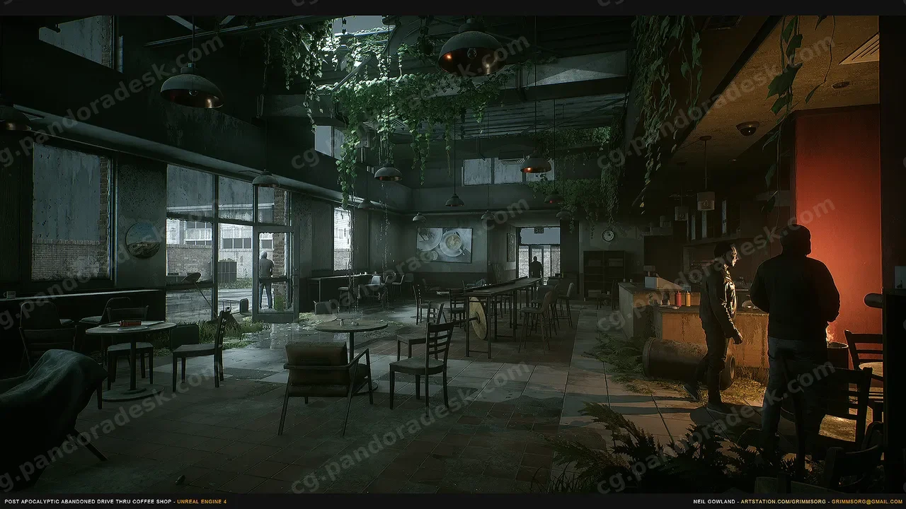 后世界末日废弃咖啡馆 - Post Apocalyptic Abandoned Coffee Shop Drive Thru