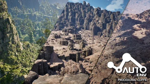 自动程序化岩壁效果AutoEnv Procedural Rock Cliffs