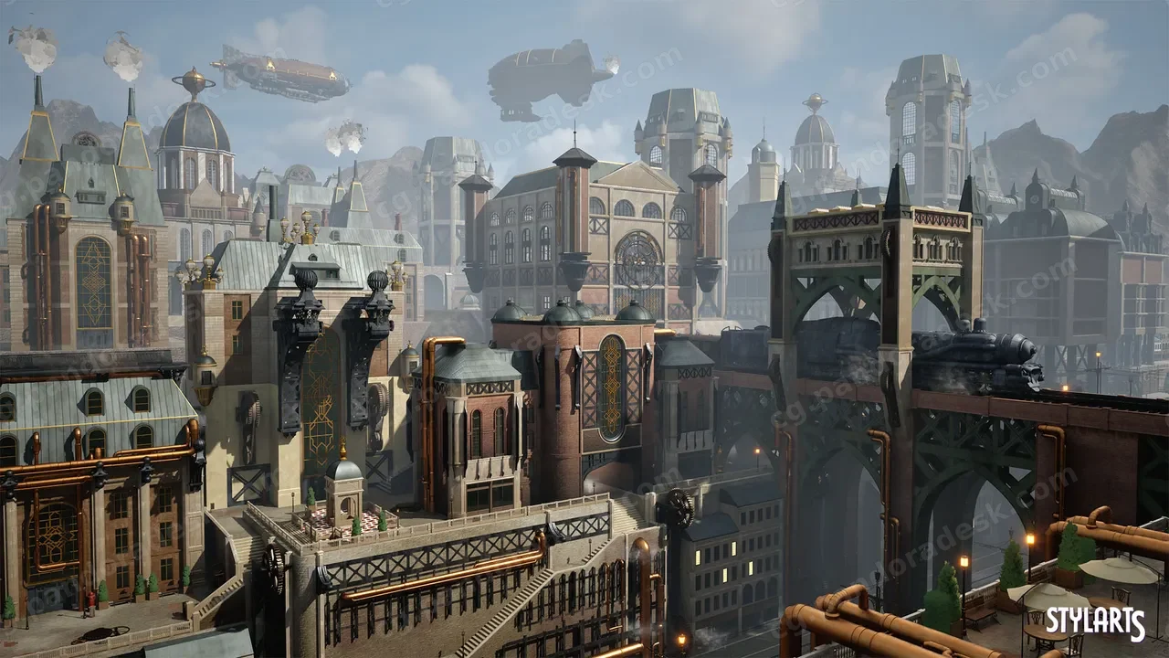 风格化蒸汽朋克城市 - Stylized Steampunk City