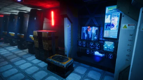 科幻实验室内部带全息图-Pro-TEK Sci-Fi PBR Laboratory Interior with Hologram