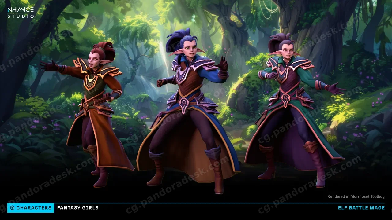 风格化奇幻女孩非玩家角色包 Stylized Fantasy Girls NPC Pack #3