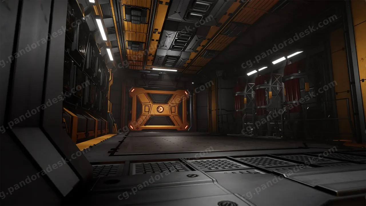 宇宙飞船内部走廊通道-Modular Sci-Fi Environment: Engineer